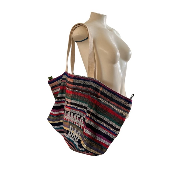 Anthropologie Maud Fourier Reversible Striped Tote NWT Colorful Serape Bag - Picture 16 of 16